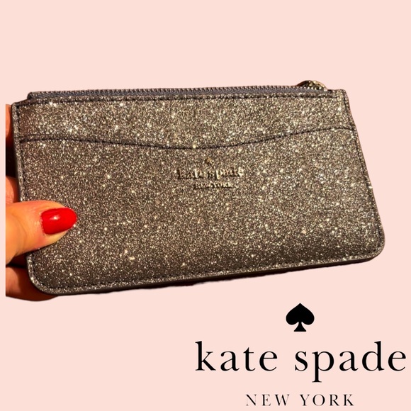 Kate Spade Glitter Large slim cardholder with zipper. - Picture 3 of 8